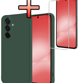 NoXx NoXx Samsung Galaxy A56 Hoesje Siliconen Met Screenprotector - Donkergroen