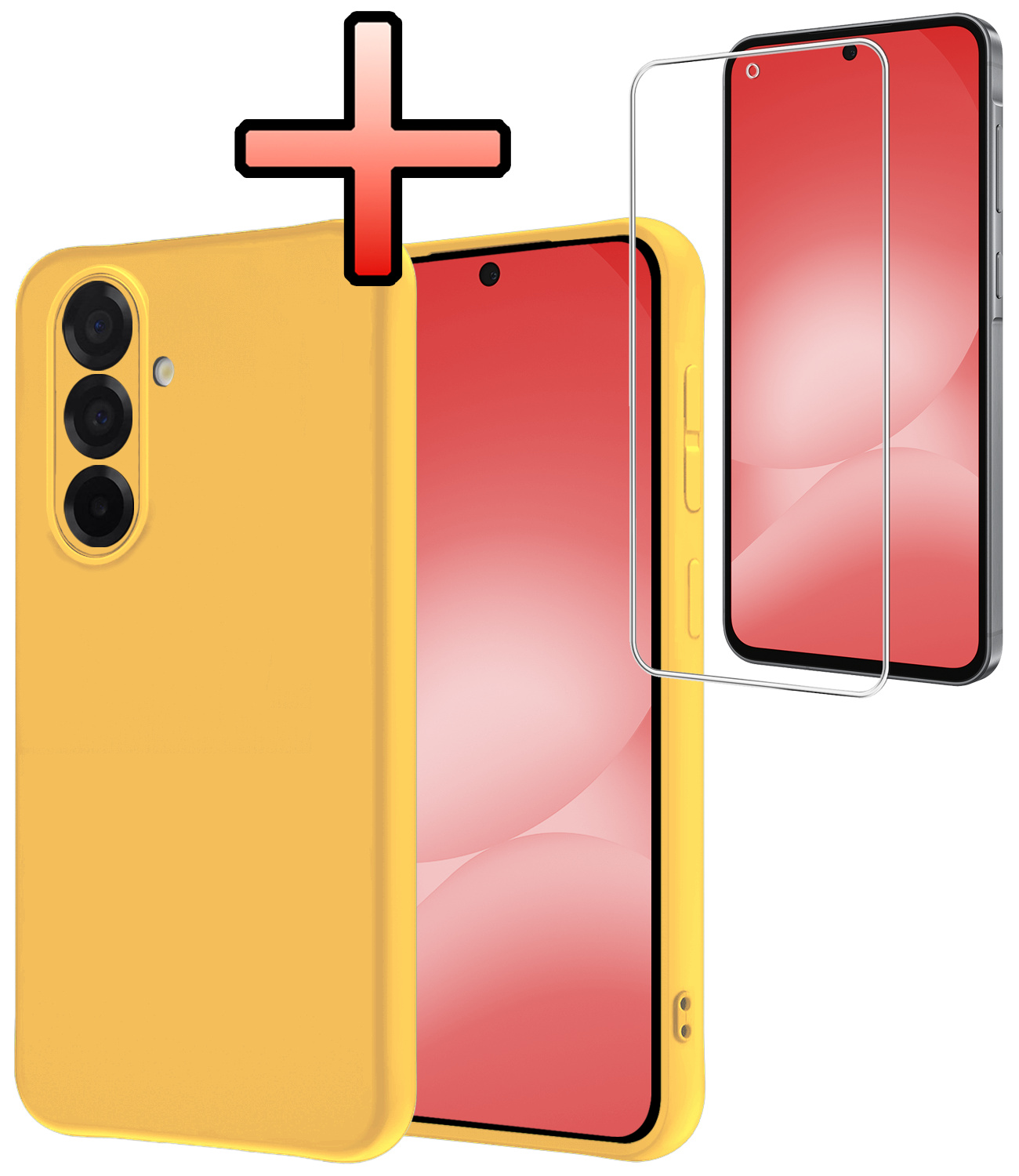 NoXx NoXx Samsung Galaxy A56 Hoesje Siliconen Met Screenprotector - Geel