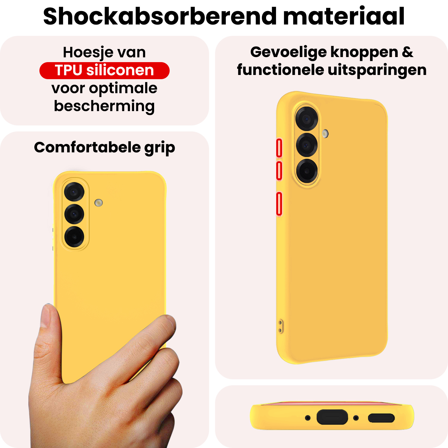 NoXx NoXx Samsung Galaxy A56 Hoesje Siliconen Met Screenprotector - Geel