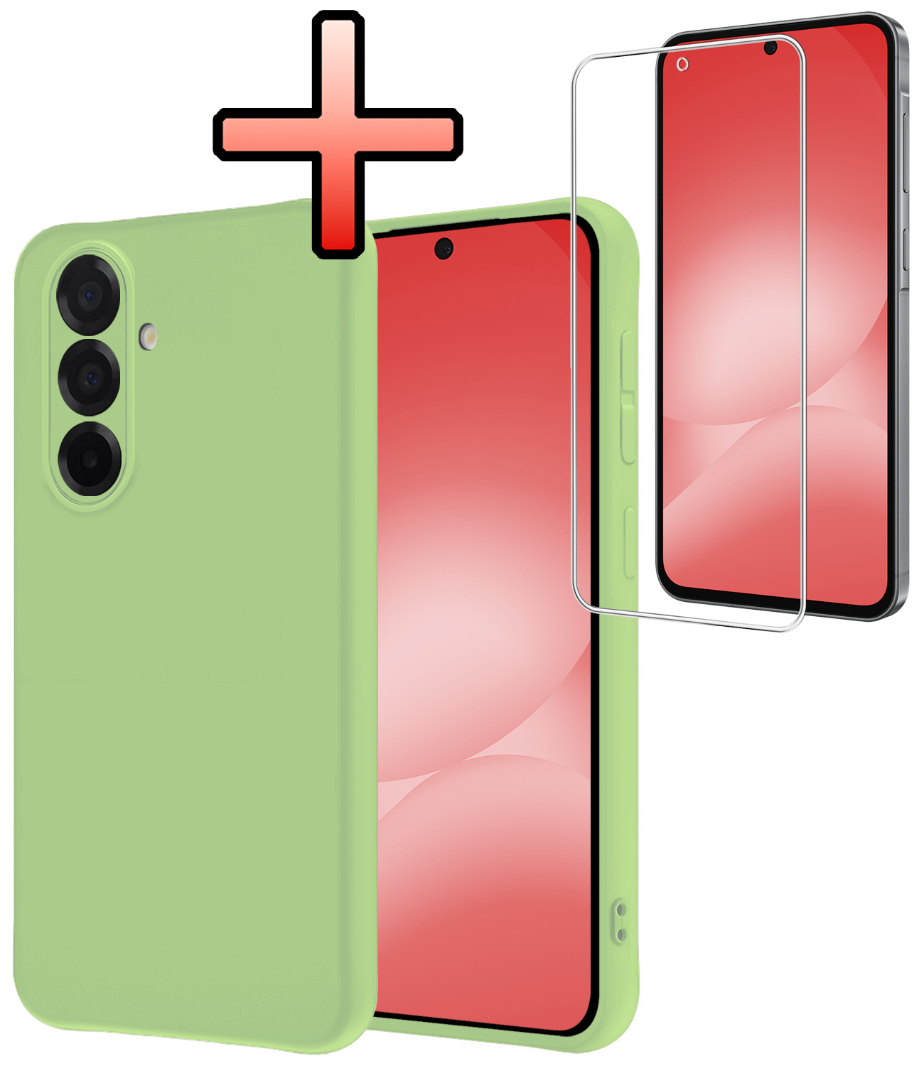 NoXx NoXx Samsung Galaxy A56 Hoesje Siliconen Met Screenprotector - Groen