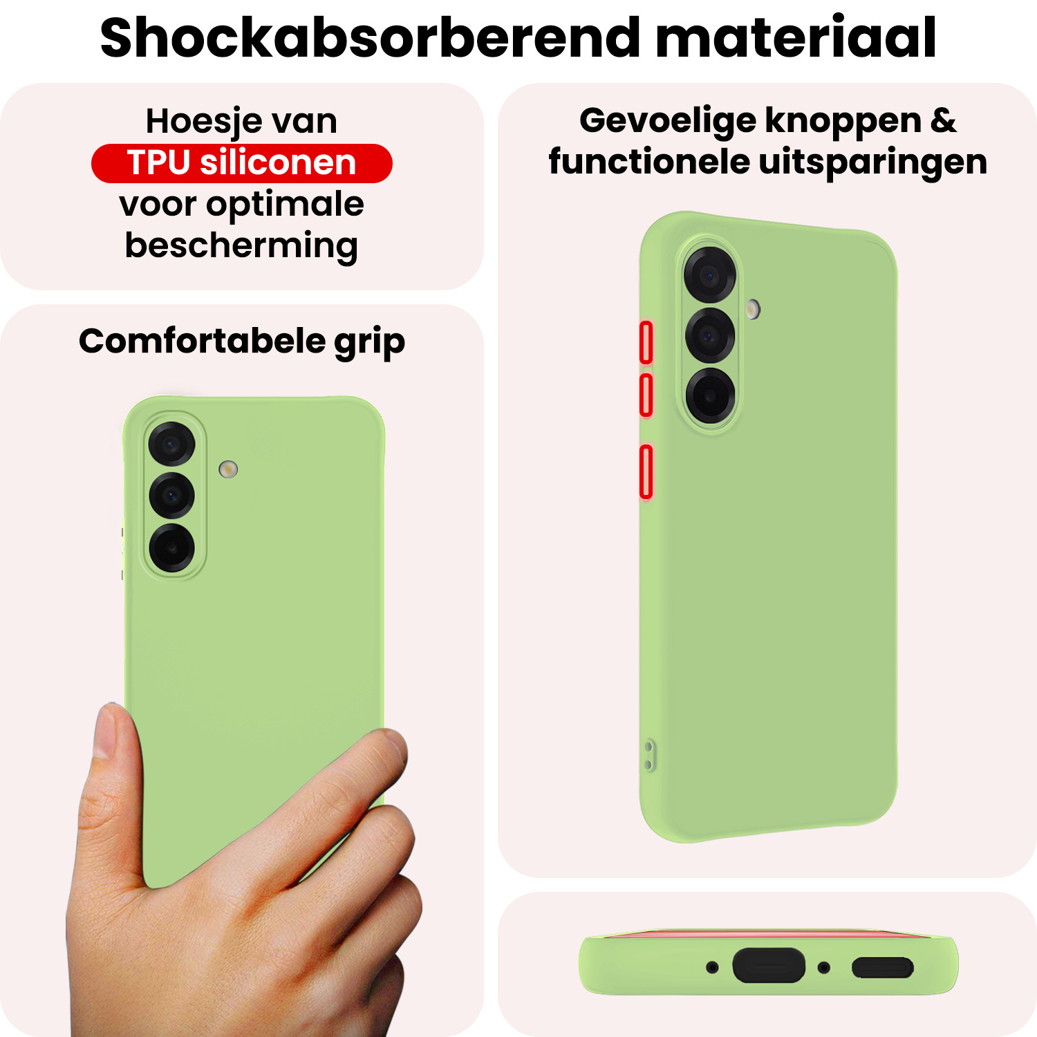 NoXx NoXx Samsung Galaxy A56 Hoesje Siliconen Met Screenprotector - Groen