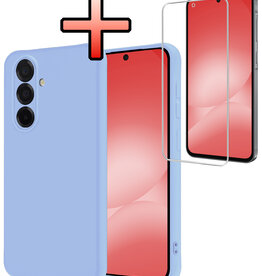 NoXx NoXx Samsung Galaxy A56 Hoesje Siliconen Met Screenprotector - Lichtblauw