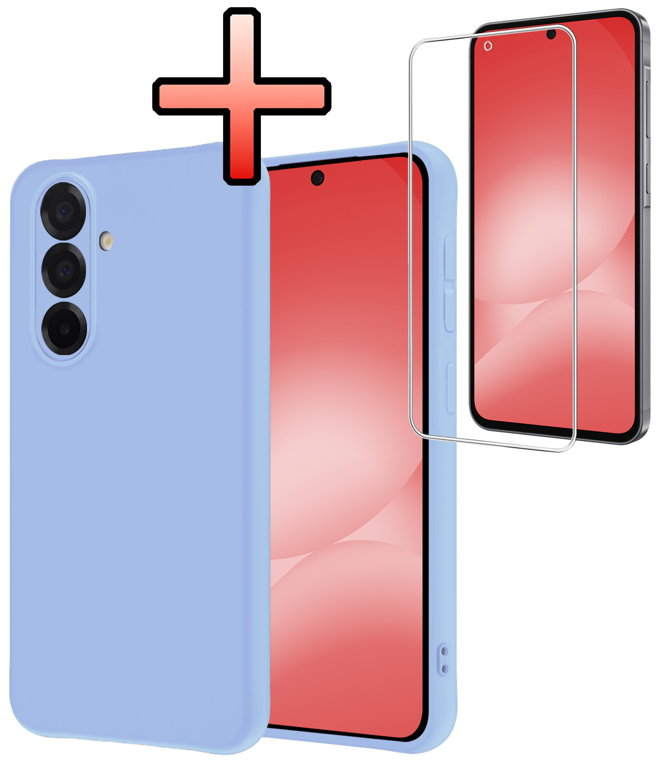 NoXx NoXx Samsung Galaxy A56 Hoesje Siliconen Met Screenprotector - Lichtblauw