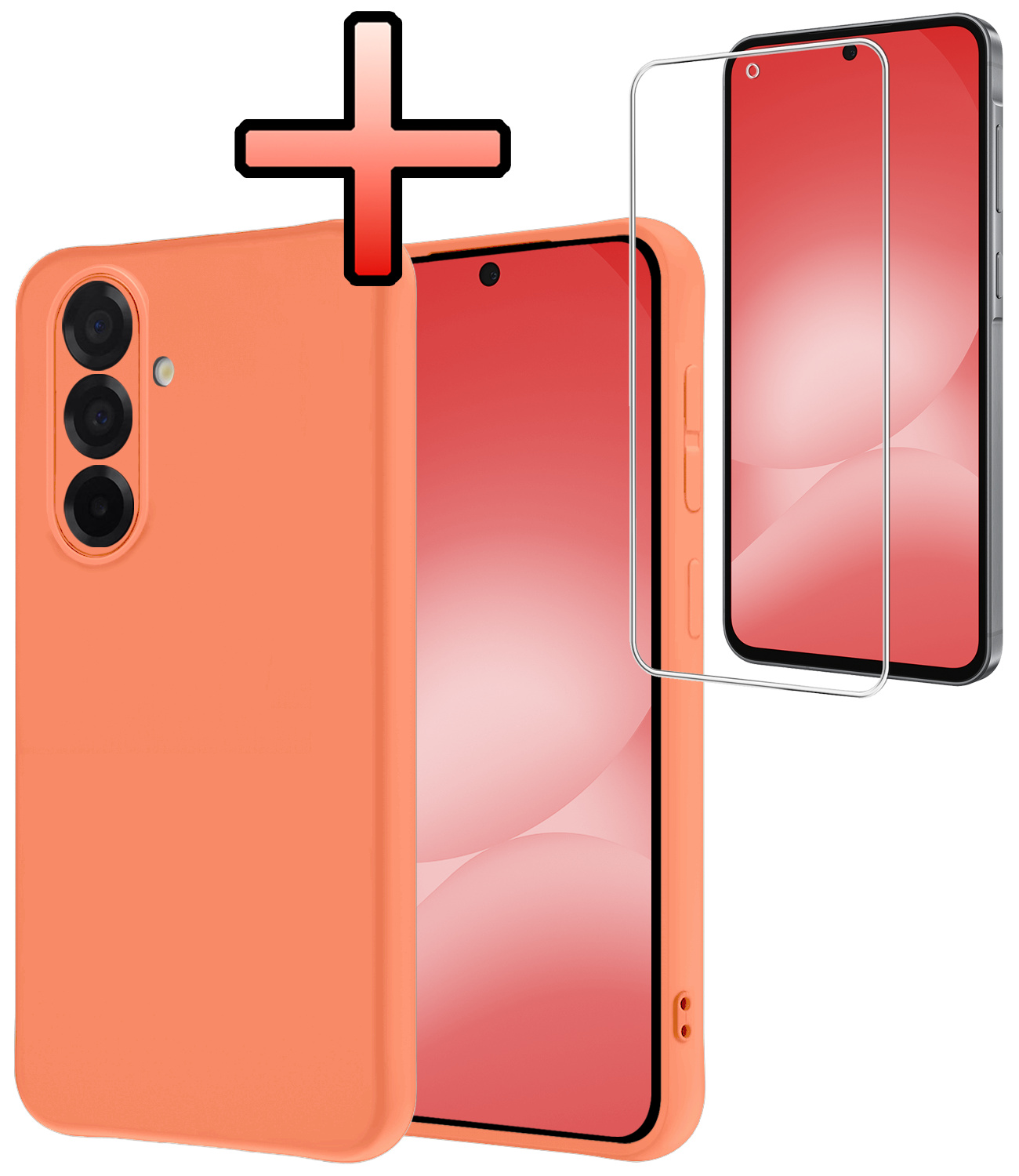 NoXx NoXx Samsung Galaxy A56 Hoesje Siliconen Met Screenprotector - Perzik