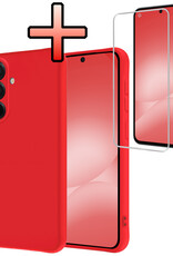 NoXx NoXx Samsung Galaxy A56 Hoesje Siliconen Met Screenprotector - Rood