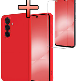 NoXx NoXx Samsung Galaxy A56 Hoesje Siliconen Met Screenprotector - Rood