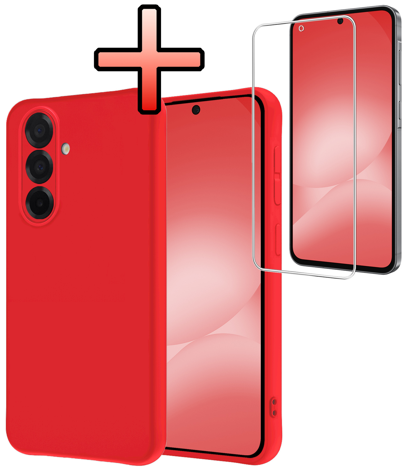 NoXx NoXx Samsung Galaxy A56 Hoesje Siliconen Met Screenprotector - Rood