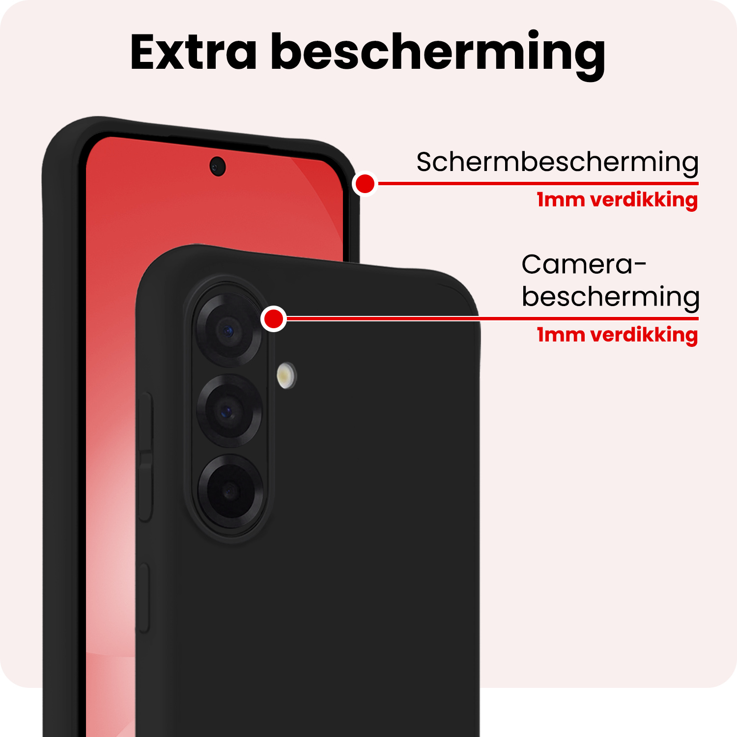 NoXx NoXx Samsung Galaxy A56 Hoesje Siliconen Met Screenprotector - Zwart