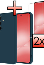 NoXx NoXx Samsung Galaxy A56 Hoesje Siliconen Met 2x Screenprotector - Donkerblauw