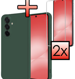NoXx NoXx Samsung Galaxy A56 Hoesje Siliconen Met 2x Screenprotector - Donkergroen
