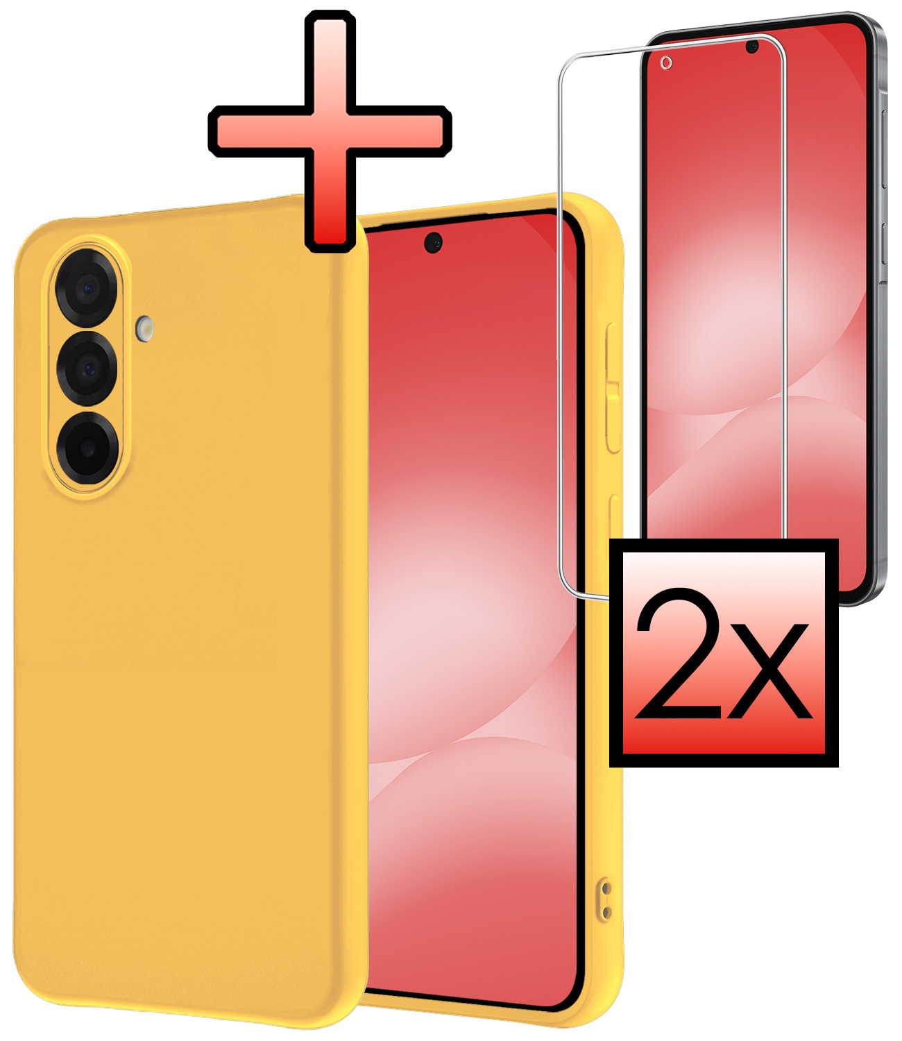 NoXx NoXx Samsung Galaxy A56 Hoesje Siliconen Met 2x Screenprotector - Geel