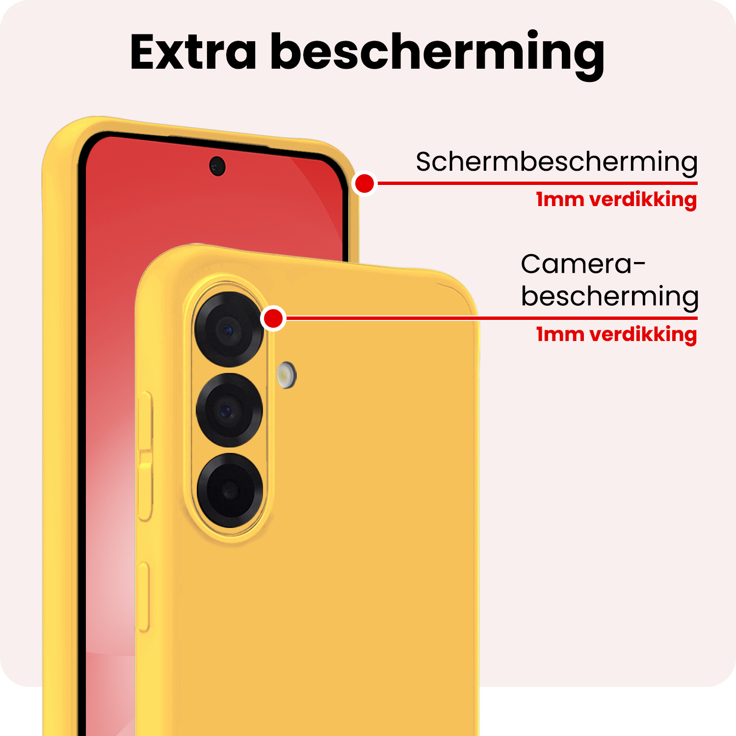 NoXx NoXx Samsung Galaxy A56 Hoesje Siliconen Met 2x Screenprotector - Geel