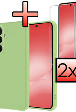 NoXx NoXx Samsung Galaxy A56 Hoesje Siliconen Met 2x Screenprotector - Groen