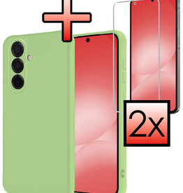 NoXx NoXx Samsung Galaxy A56 Hoesje Siliconen Met 2x Screenprotector - Groen