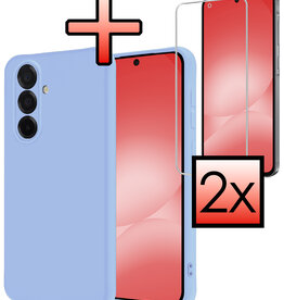 NoXx NoXx Samsung Galaxy A56 Hoesje Siliconen Met 2x Screenprotector - Lichtblauw