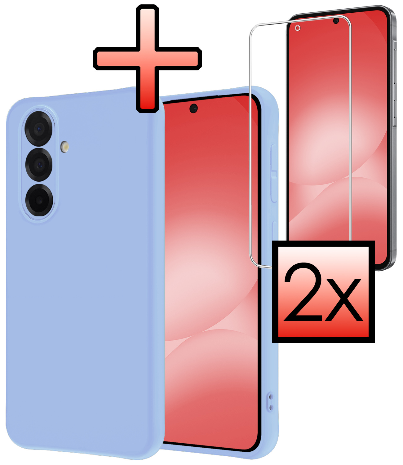 NoXx NoXx Samsung Galaxy A56 Hoesje Siliconen Met 2x Screenprotector - Lichtblauw