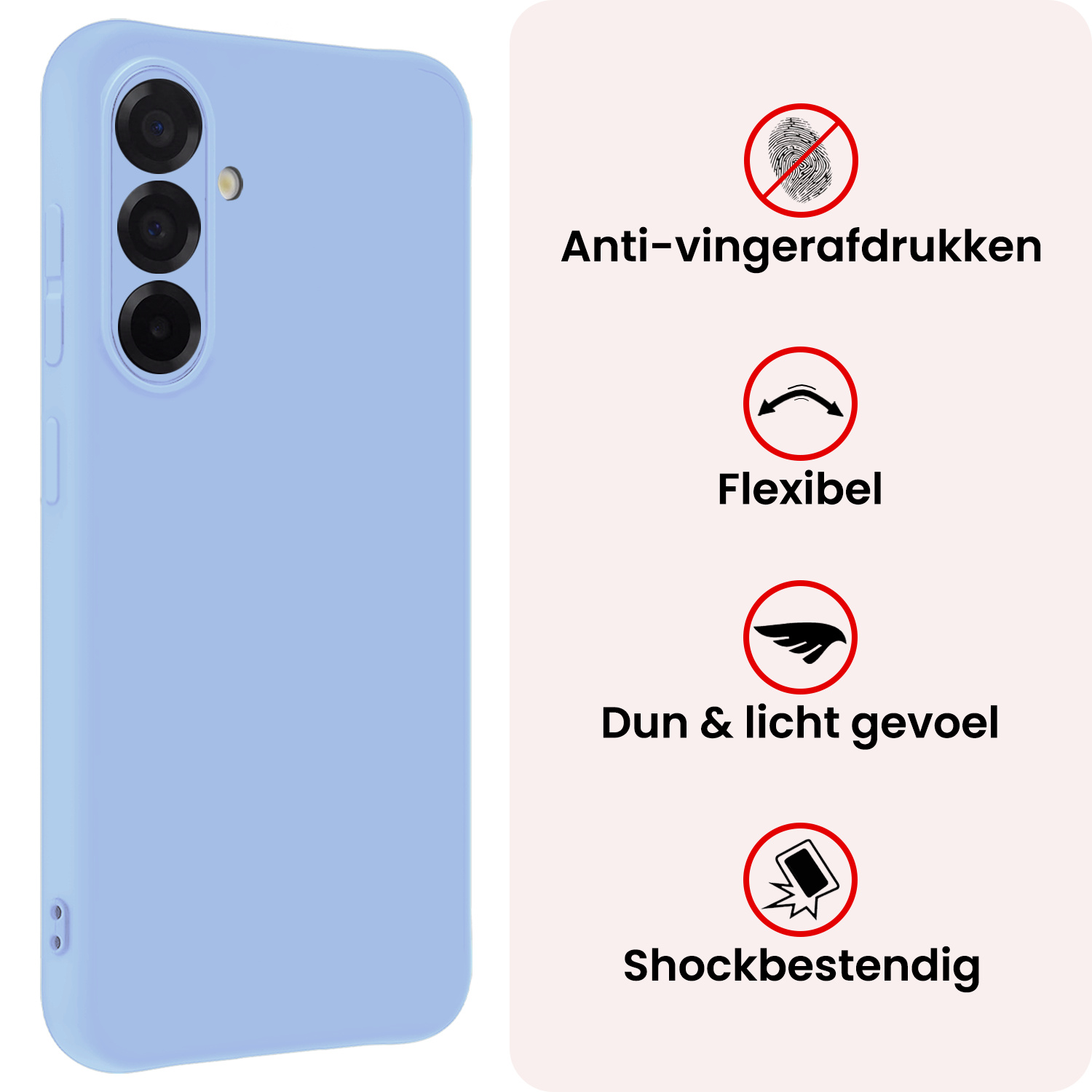 NoXx NoXx Samsung Galaxy A56 Hoesje Siliconen Met 2x Screenprotector - Lichtblauw