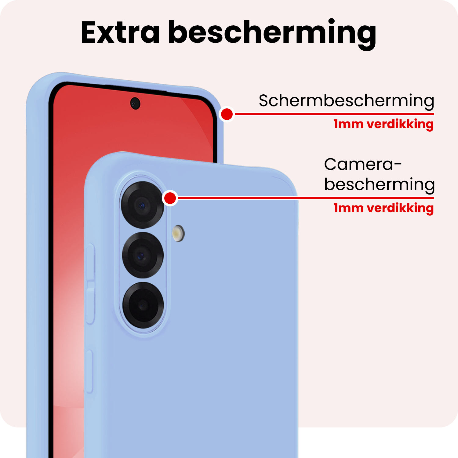 NoXx NoXx Samsung Galaxy A56 Hoesje Siliconen Met 2x Screenprotector - Lichtblauw
