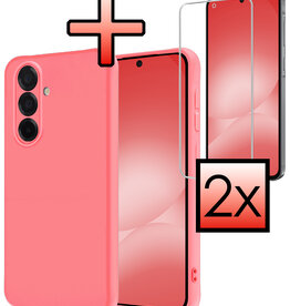 NoXx NoXx Samsung Galaxy A56 Hoesje Siliconen Met 2x Screenprotector - Lichtroze