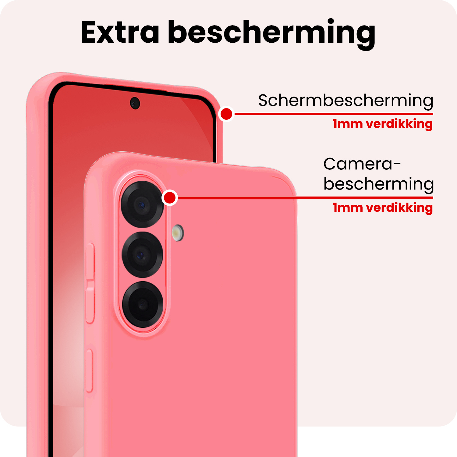 NoXx NoXx Samsung Galaxy A56 Hoesje Siliconen Met 2x Screenprotector - Lichtroze