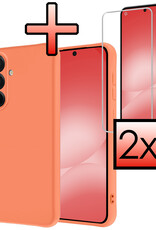 NoXx NoXx Samsung Galaxy A56 Hoesje Siliconen Met 2x Screenprotector - Perzik