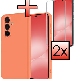 NoXx NoXx Samsung Galaxy A56 Hoesje Siliconen Met 2x Screenprotector - Perzik