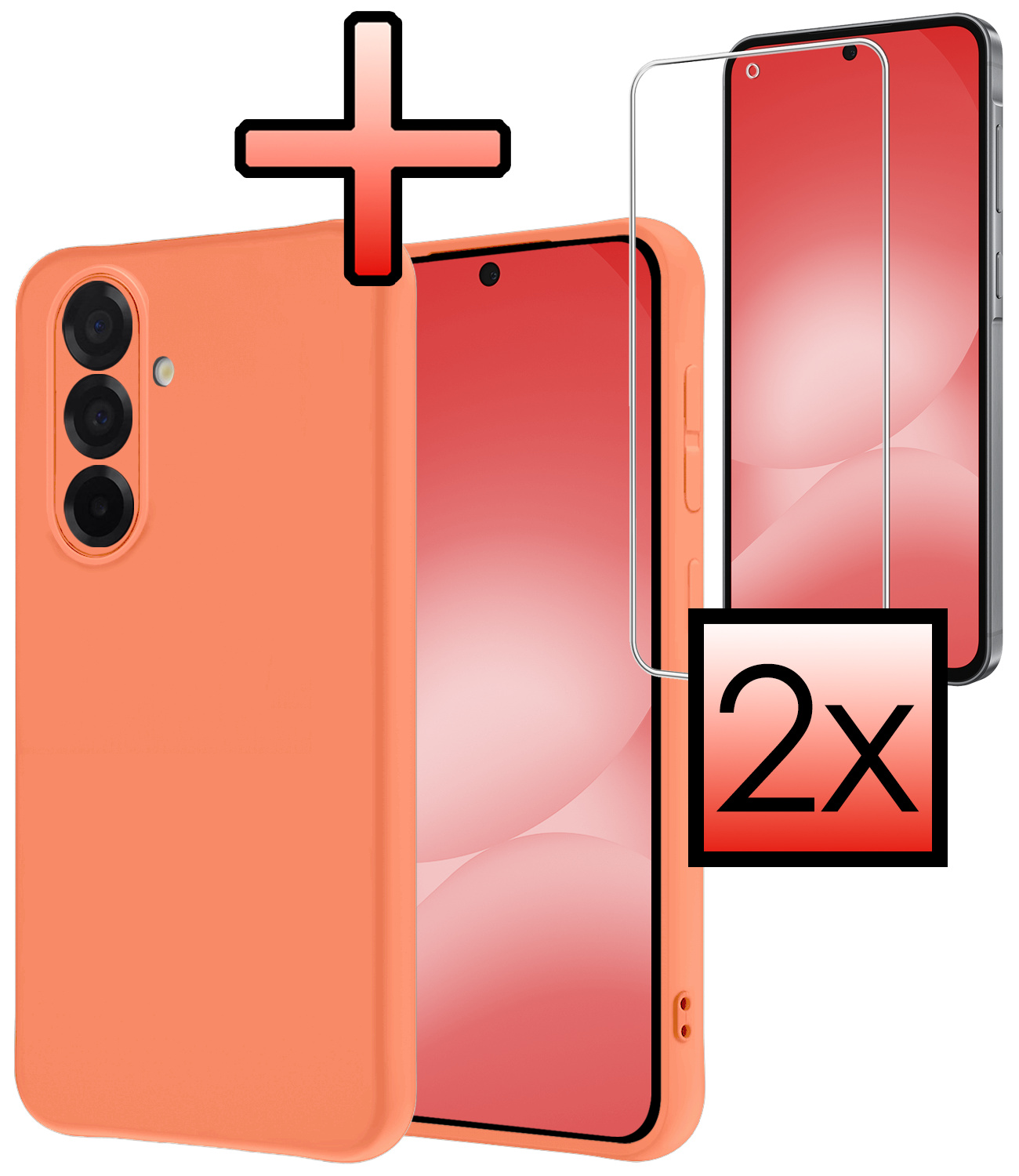 NoXx NoXx Samsung Galaxy A56 Hoesje Siliconen Met 2x Screenprotector - Perzik