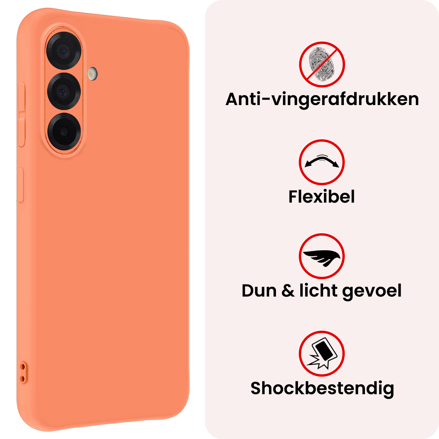 NoXx NoXx Samsung Galaxy A56 Hoesje Siliconen Met 2x Screenprotector - Perzik