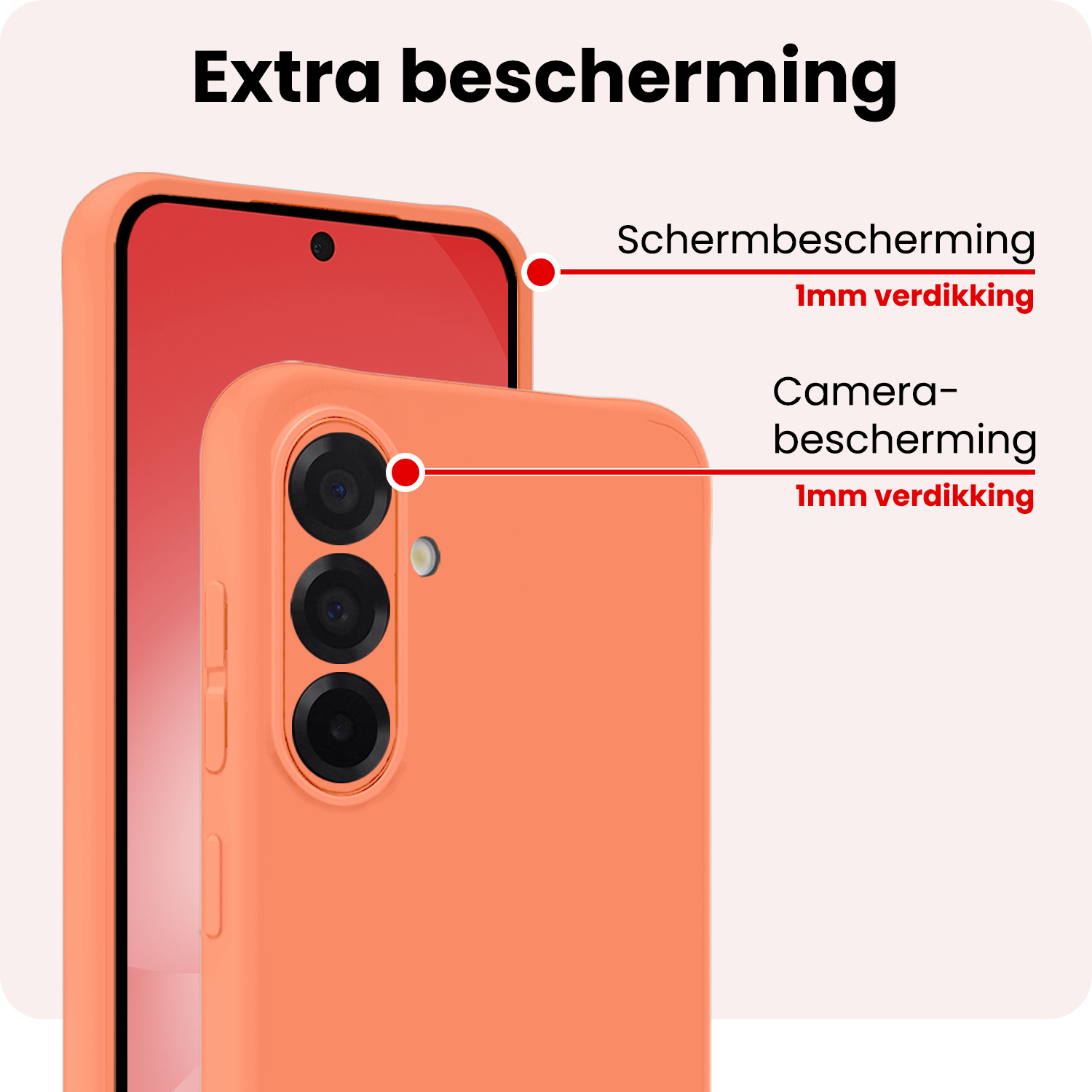 NoXx NoXx Samsung Galaxy A56 Hoesje Siliconen Met 2x Screenprotector - Perzik