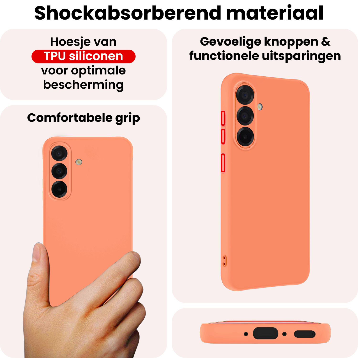 NoXx NoXx Samsung Galaxy A56 Hoesje Siliconen Met 2x Screenprotector - Perzik