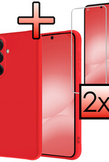 NoXx NoXx Samsung Galaxy A56 Hoesje Siliconen Met 2x Screenprotector - Rood