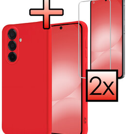 NoXx NoXx Samsung Galaxy A56 Hoesje Siliconen Met 2x Screenprotector - Rood