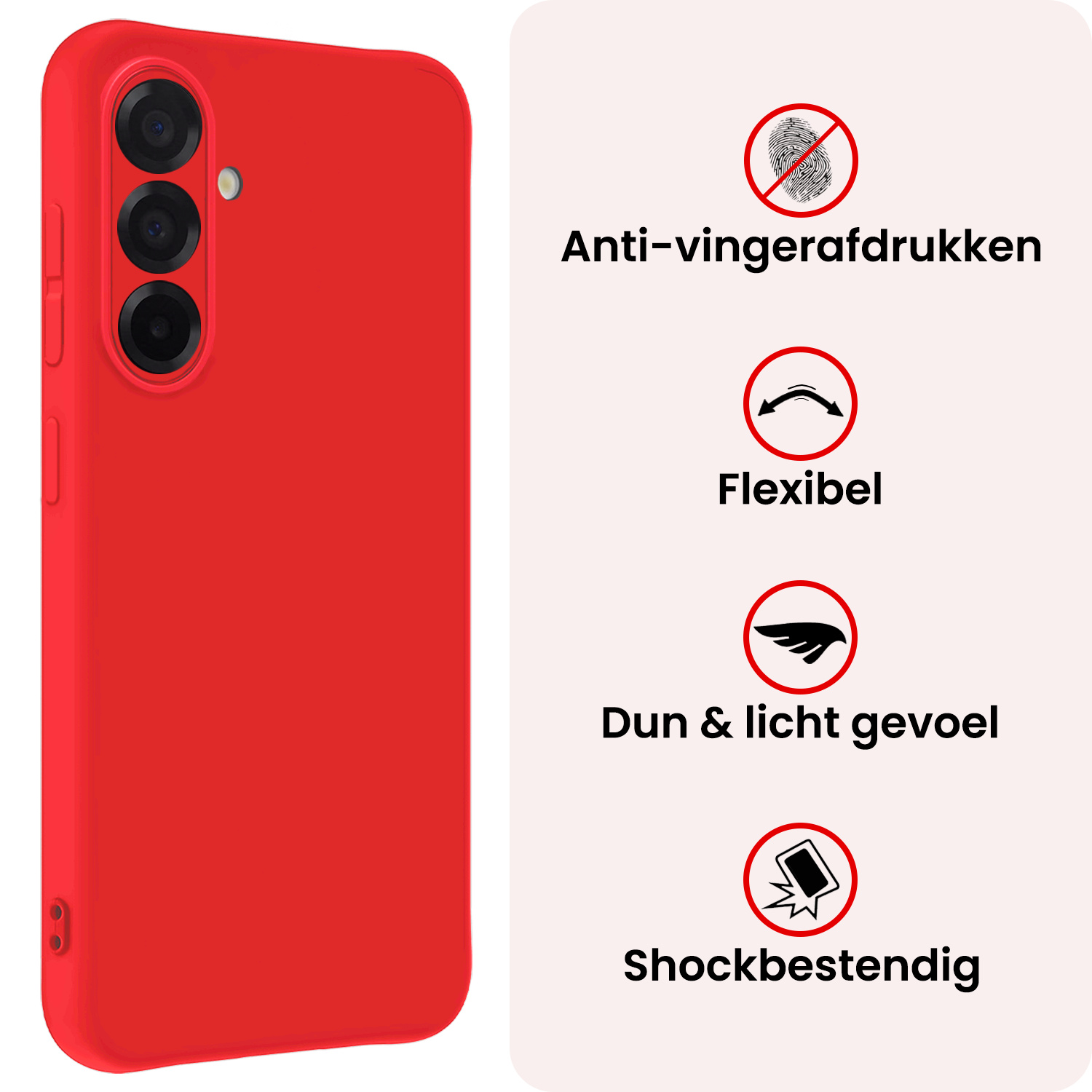 NoXx NoXx Samsung Galaxy A56 Hoesje Siliconen Met 2x Screenprotector - Rood