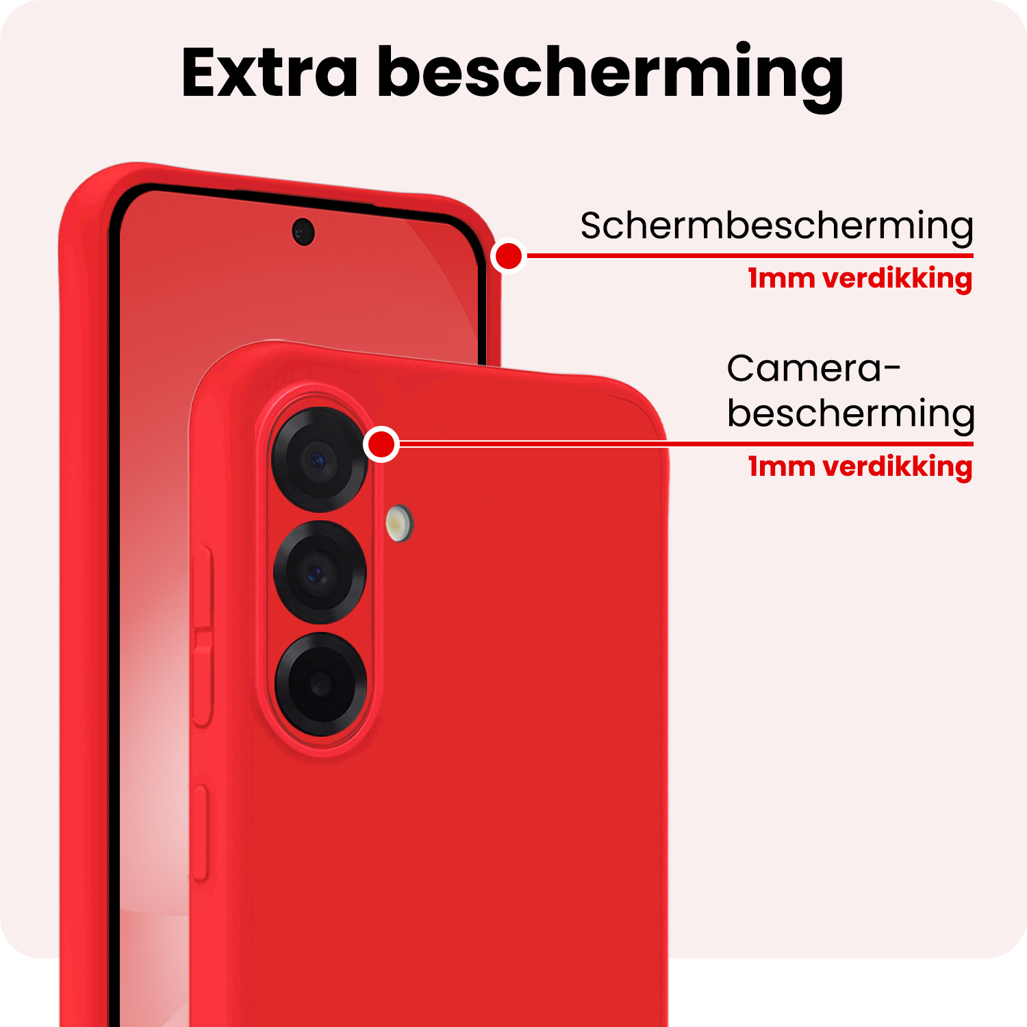 NoXx NoXx Samsung Galaxy A56 Hoesje Siliconen Met 2x Screenprotector - Rood