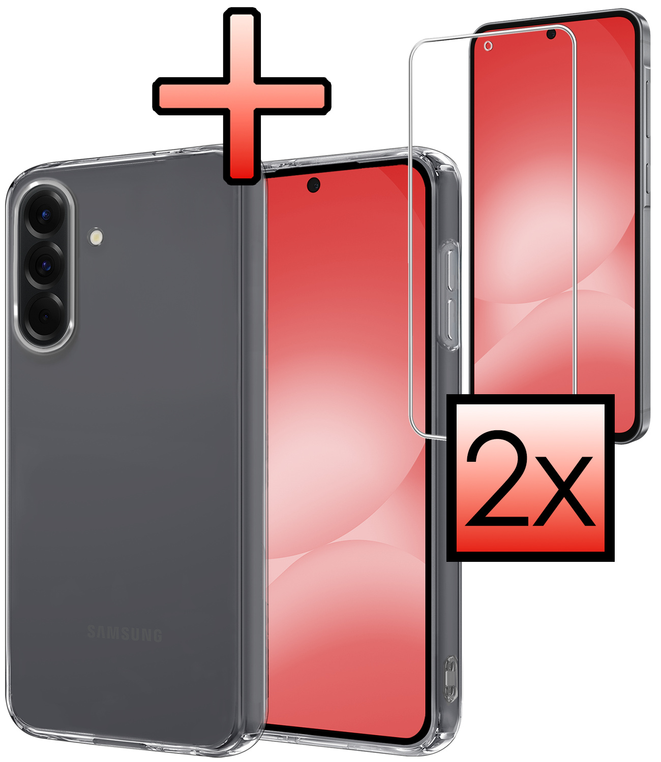 NoXx NoXx Samsung Galaxy A56 Hoesje Siliconen Met 2x Screenprotector - Transparant