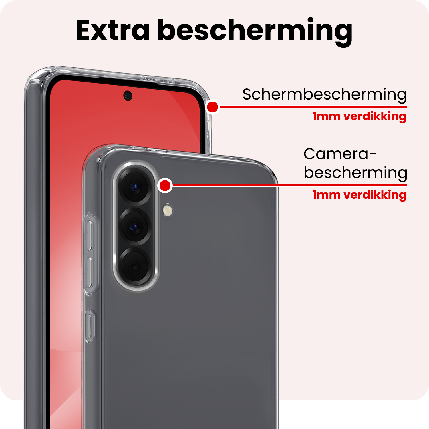 NoXx NoXx Samsung Galaxy A56 Hoesje Siliconen Met 2x Screenprotector - Transparant