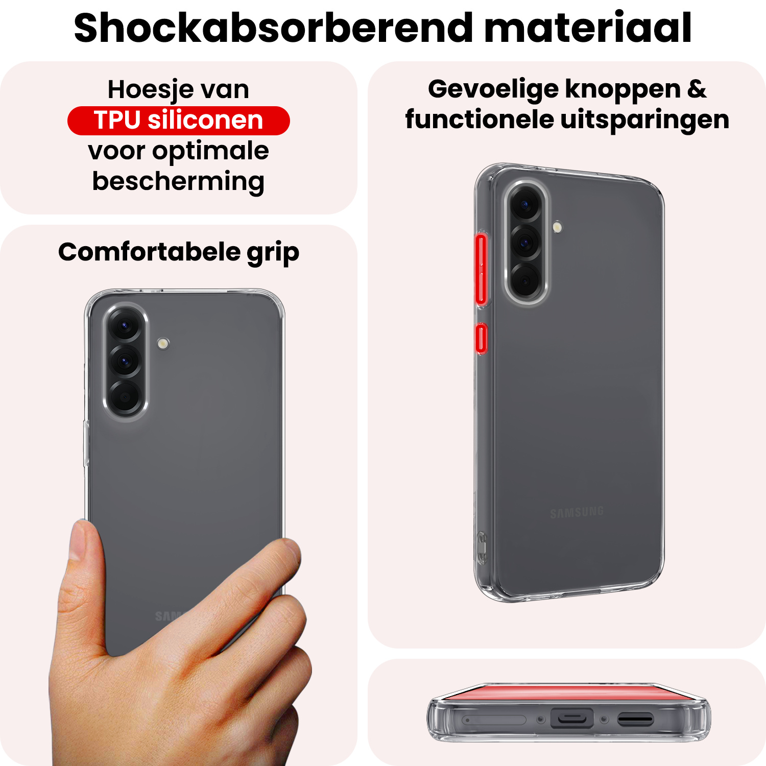 NoXx NoXx Samsung Galaxy A56 Hoesje Siliconen Met 2x Screenprotector - Transparant