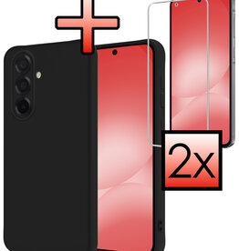 NoXx NoXx Samsung Galaxy A56 Hoesje Siliconen Met 2x Screenprotector - Zwart