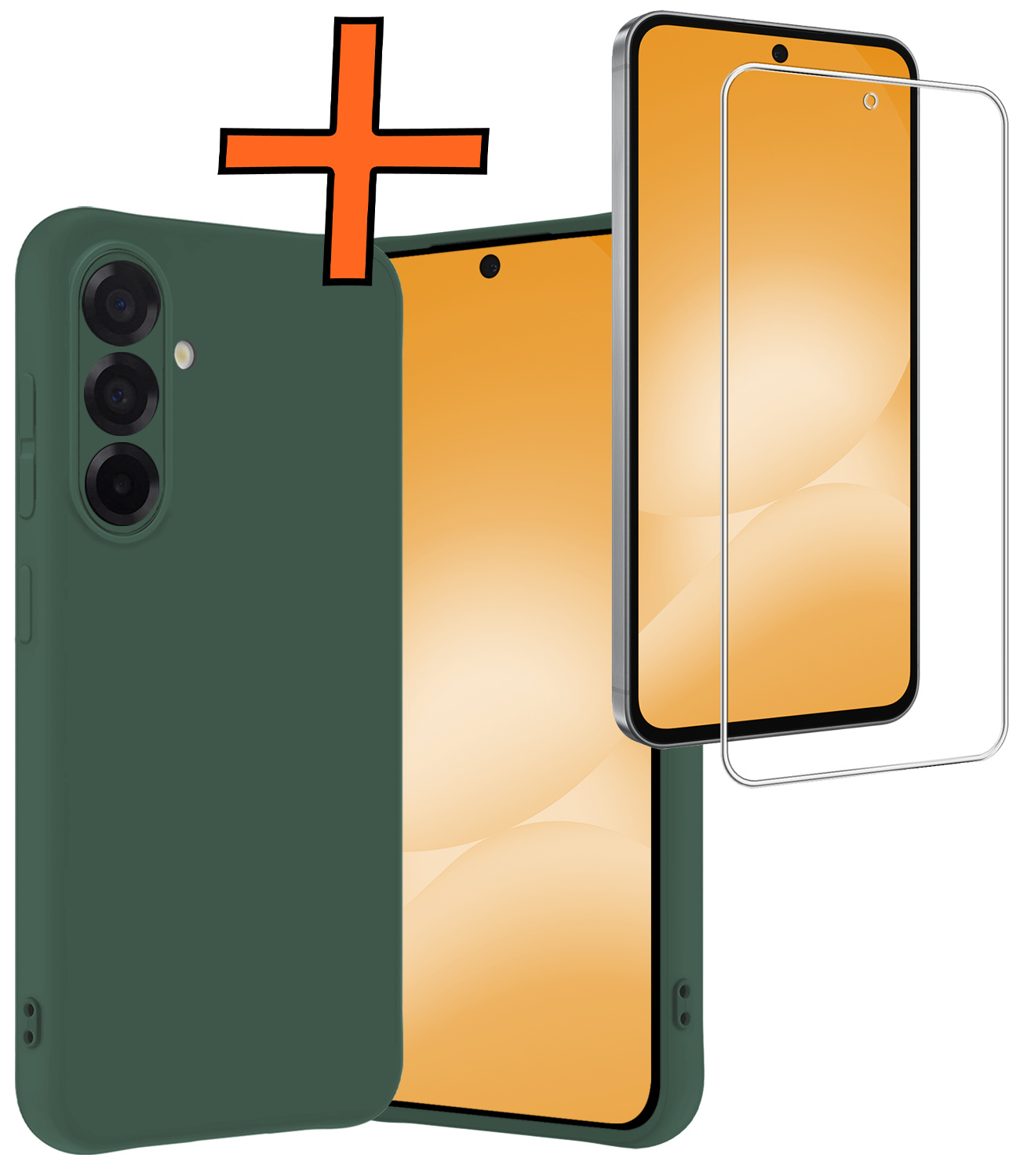 Nomfy Nomfy Samsung Galaxy A56 Hoesje Siliconen Met Screenprotector - Donkergroen