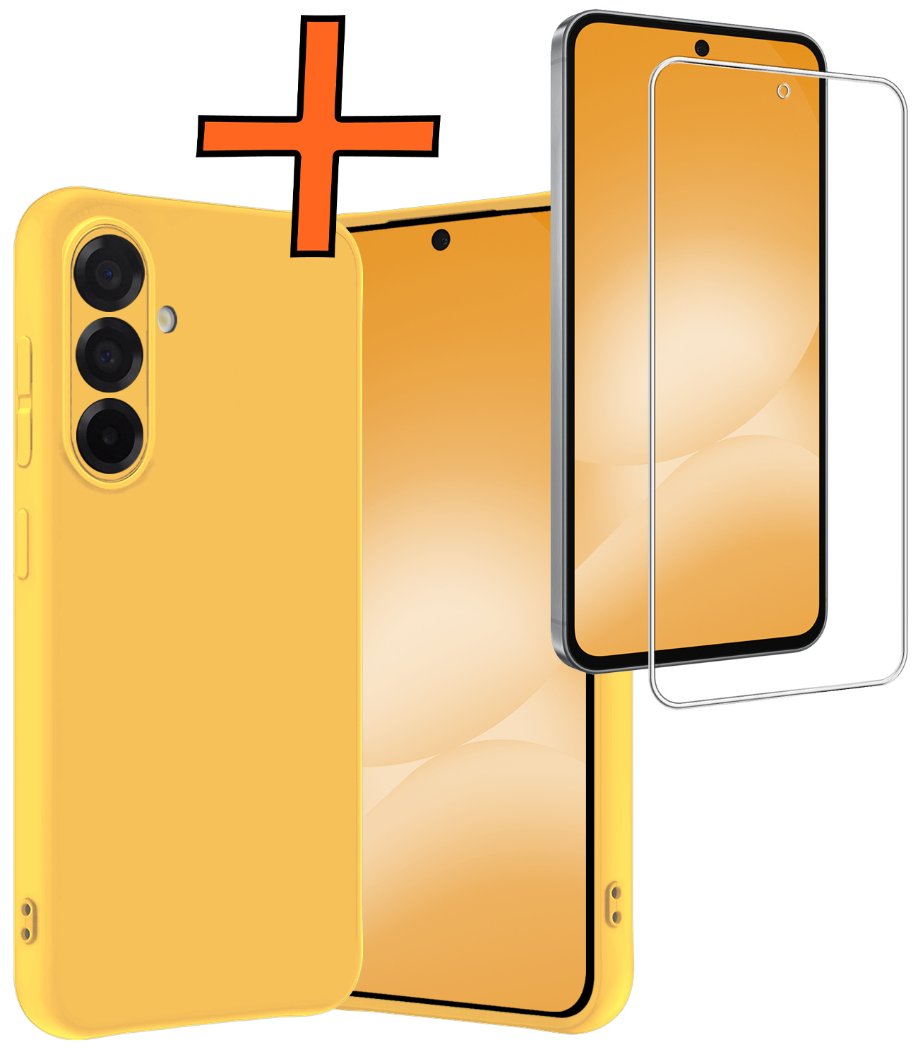 Nomfy Nomfy Samsung Galaxy A56 Hoesje Siliconen Met Screenprotector - Geel