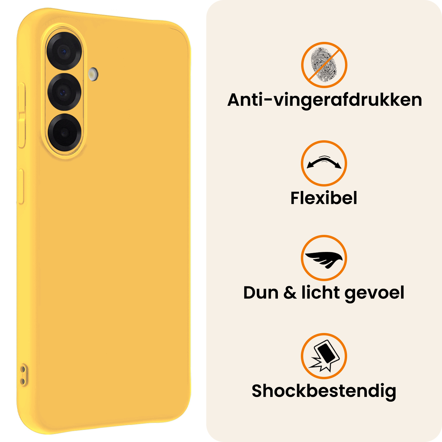 Nomfy Nomfy Samsung Galaxy A56 Hoesje Siliconen Met Screenprotector - Geel