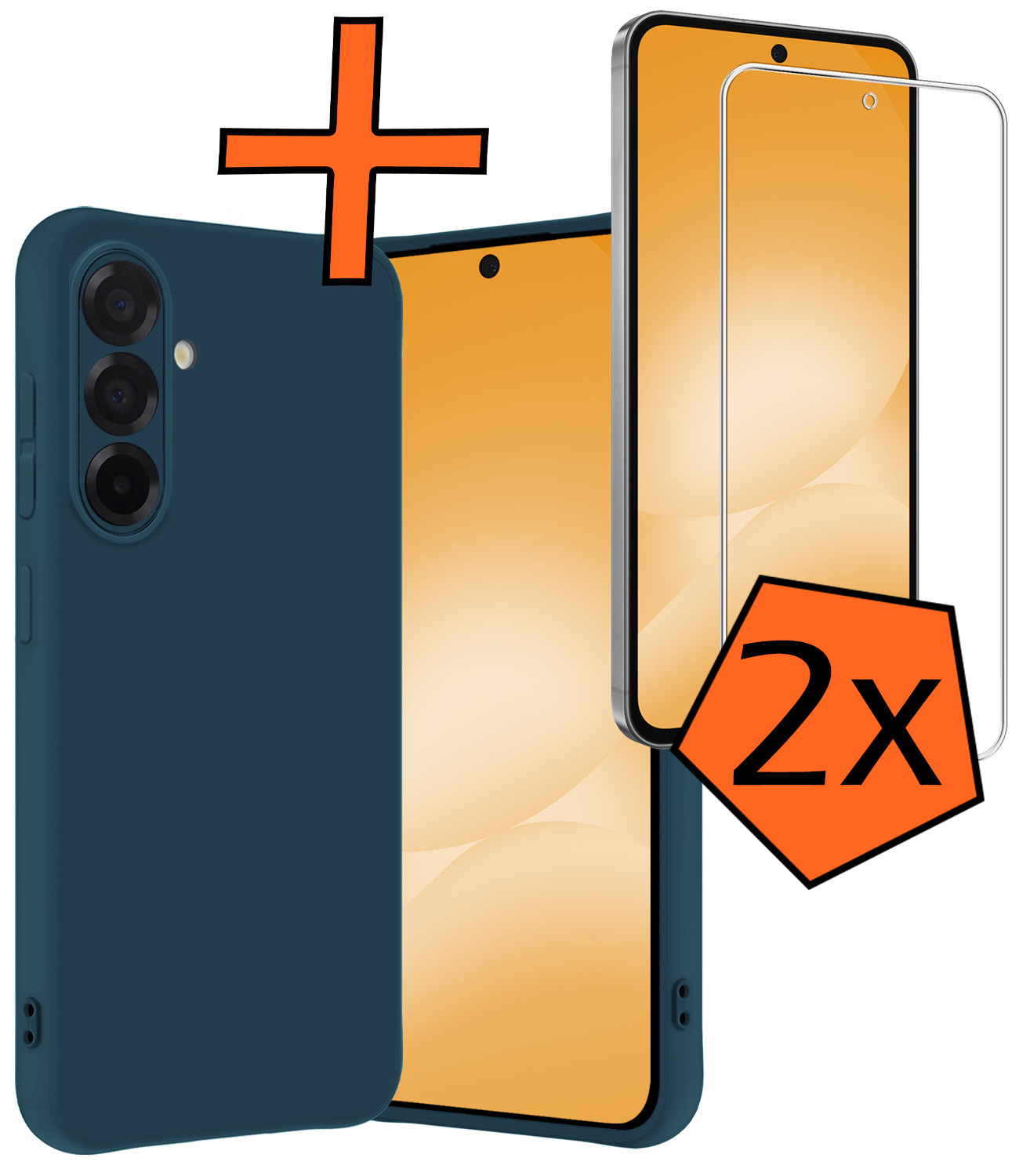 Nomfy Nomfy Samsung Galaxy A56 Hoesje Siliconen Met 2x Screenprotector - Donkerblauw