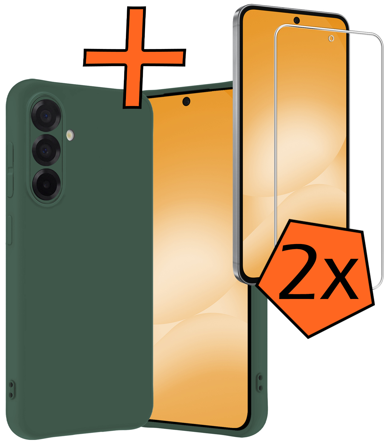 Nomfy Nomfy Samsung Galaxy A56 Hoesje Siliconen Met 2x Screenprotector - Donkergroen