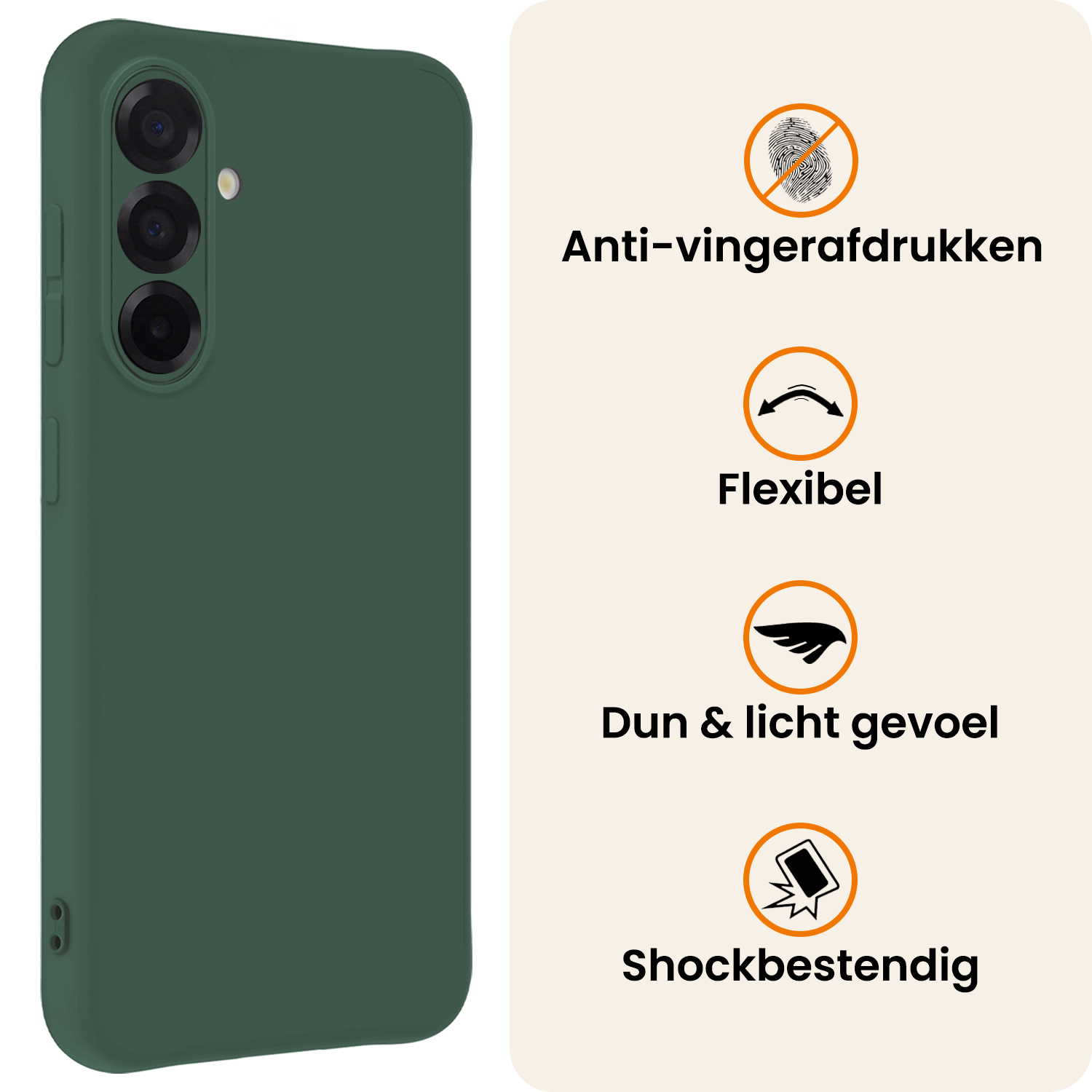 Nomfy Nomfy Samsung Galaxy A56 Hoesje Siliconen Met 2x Screenprotector - Donkergroen