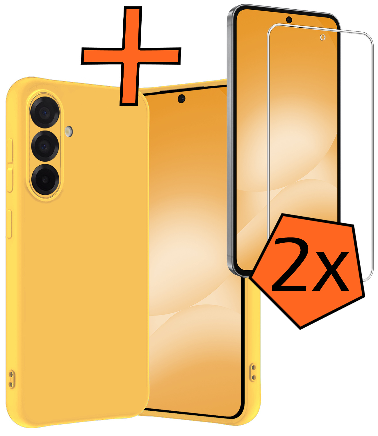 Nomfy Nomfy Samsung Galaxy A56 Hoesje Siliconen Met 2x Screenprotector - Geel