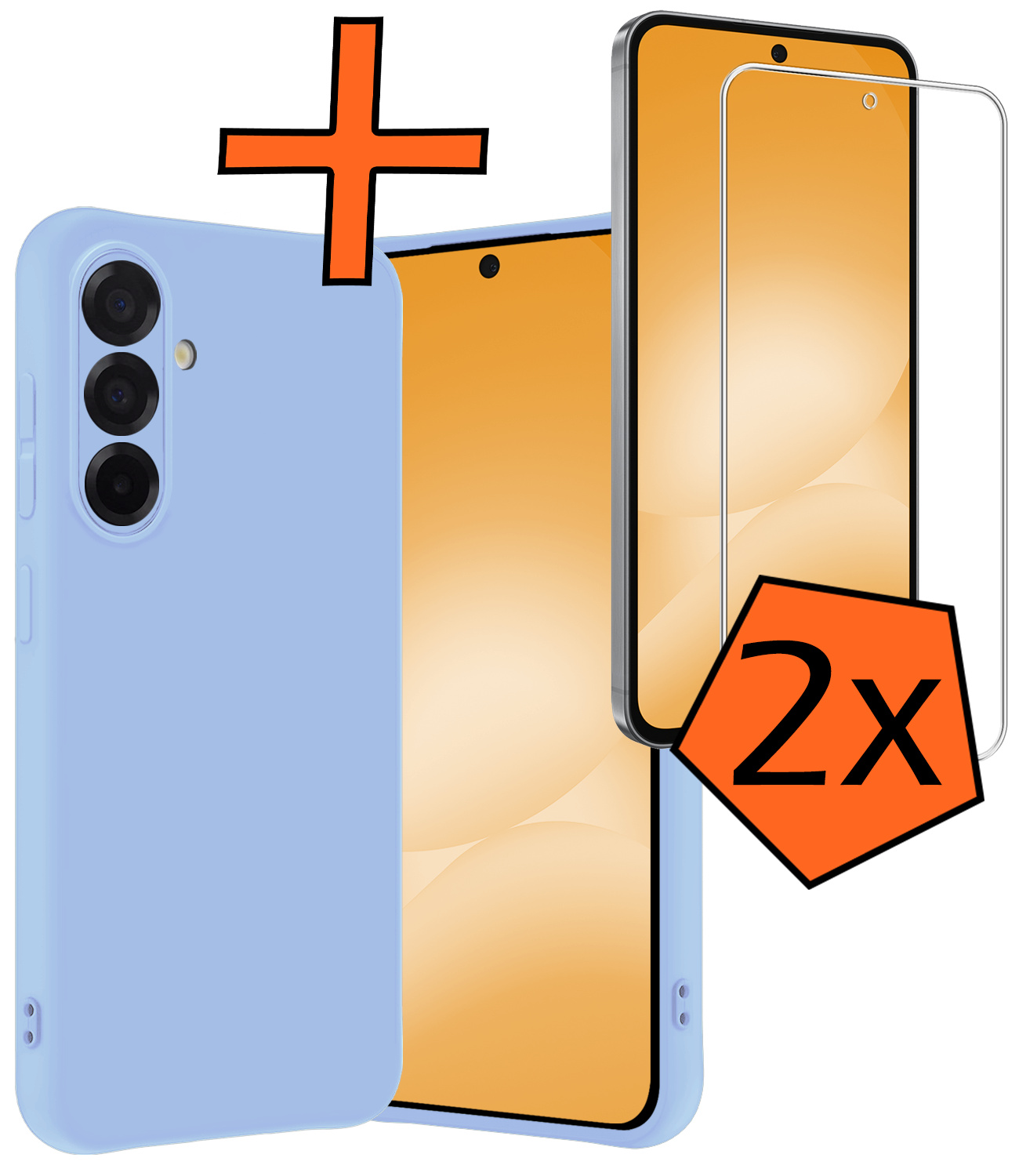 Nomfy Nomfy Samsung Galaxy A56 Hoesje Siliconen Met 2x Screenprotector - Lichtblauw