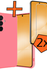 Nomfy Nomfy Samsung Galaxy A56 Hoesje Siliconen Met 2x Screenprotector - Lichtroze