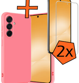 Nomfy Nomfy Samsung Galaxy A56 Hoesje Siliconen Met 2x Screenprotector - Lichtroze