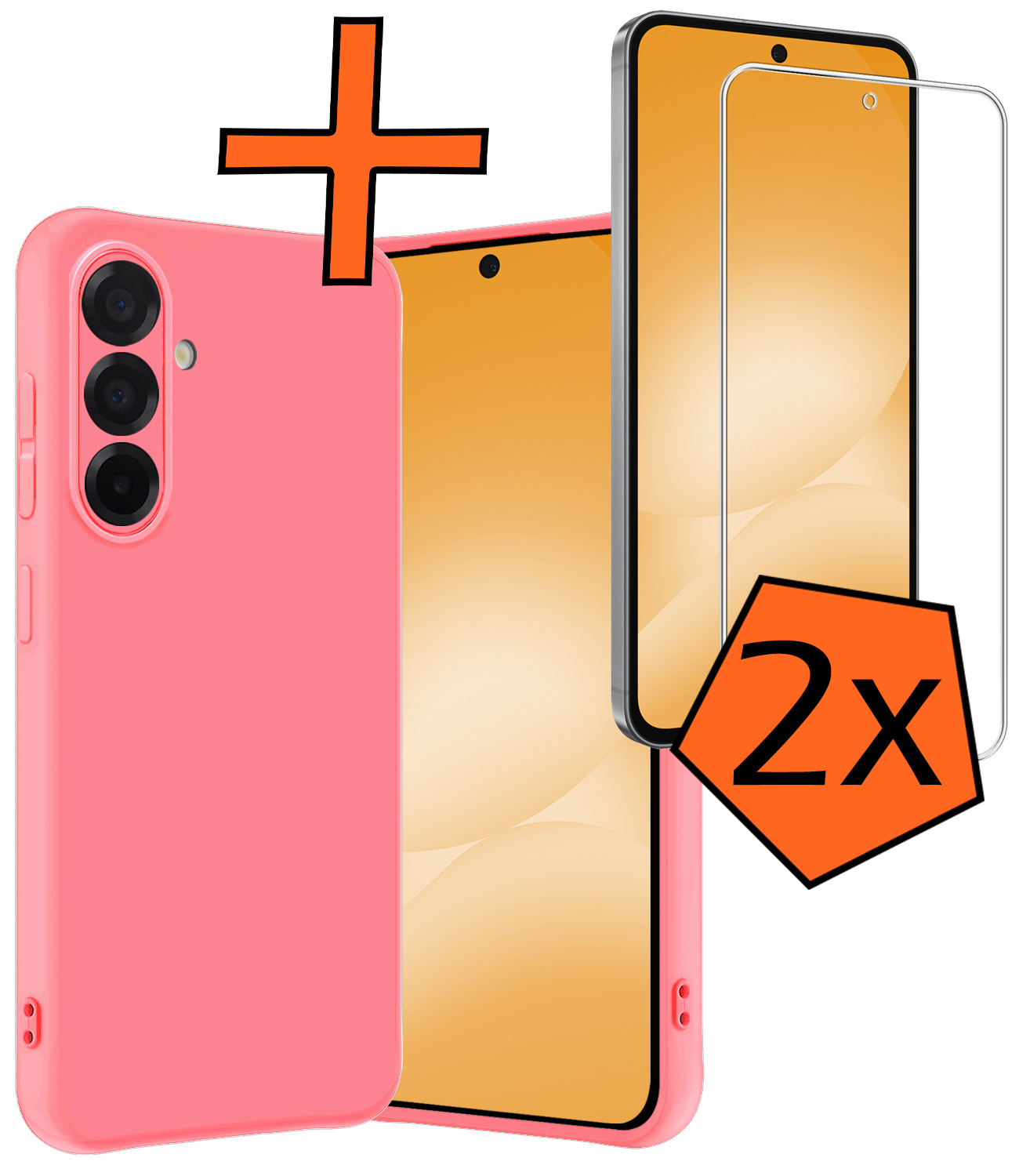 Nomfy Nomfy Samsung Galaxy A56 Hoesje Siliconen Met 2x Screenprotector - Lichtroze