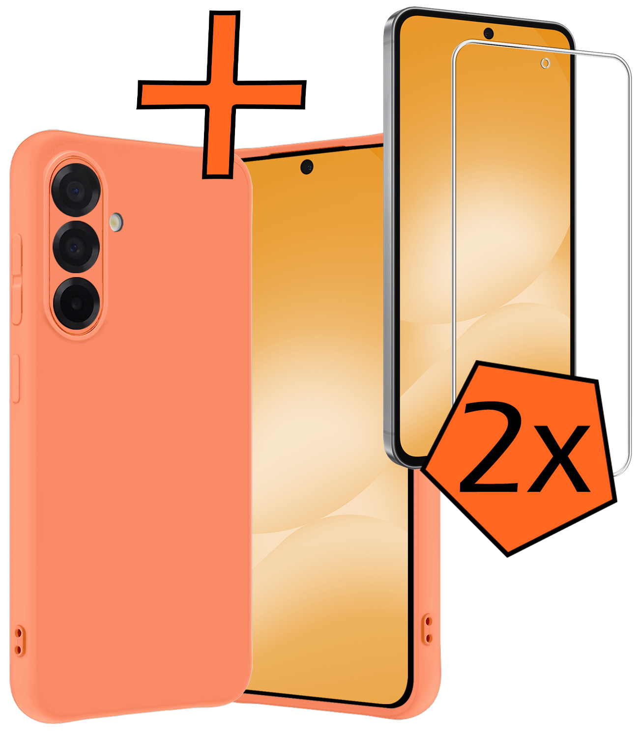 Nomfy Nomfy Samsung Galaxy A56 Hoesje Siliconen Met 2x Screenprotector - Perzik